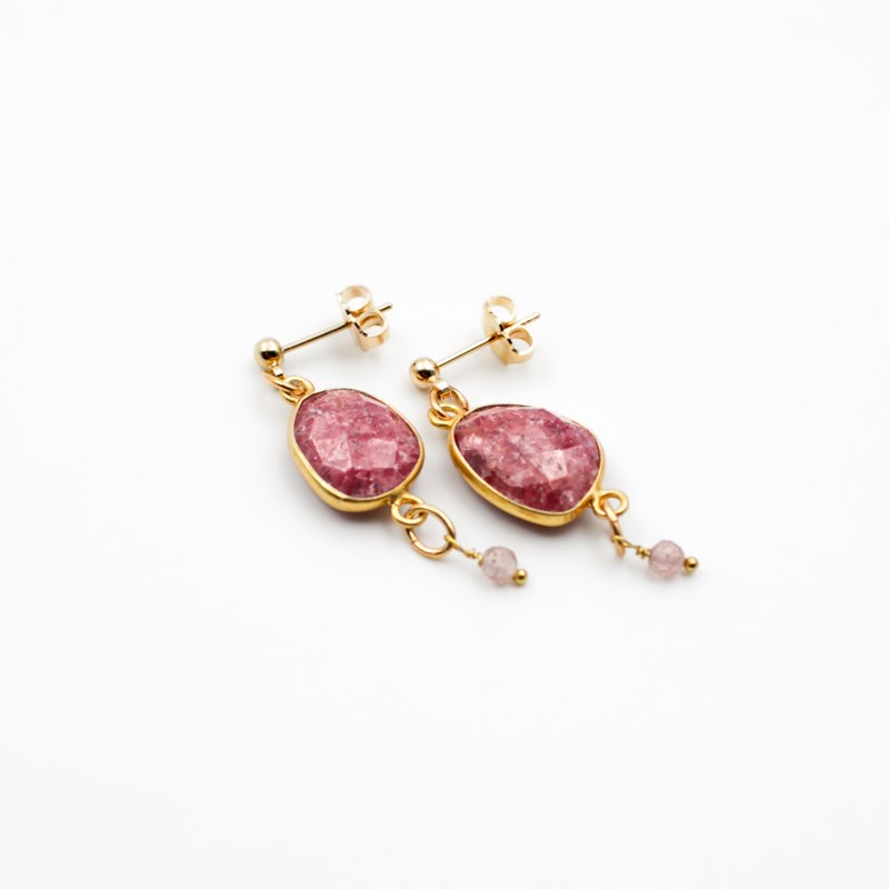 Boucles d'oreilles pierres Rhodonite - CATHY