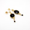 Boucles d'oreilles pierres Onyx noir - CATHY - vue V1