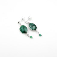 Boucles d'oreilles pierres Onyx vert - CATHY ARGENT