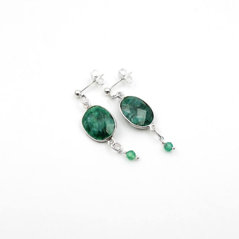 Boucles d'oreilles pierres Onyx vert - CATHY ARGENT