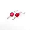 Boucles d'oreilles pierres Calcédoine rose - CATHY ARGENT - vue V1