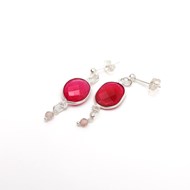 Boucles d'oreilles pierres Calcédoine rose - CATHY ARGENT
