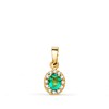 Pendentif Or 18 Carats 750 Jaune Topaze Paraiba et Zirconiums - Motif Ovale - Chaine Offerte - vue V1