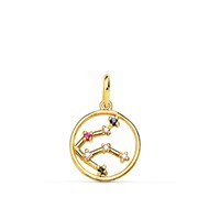 Pendentif Médaille Or 18 Carats 750 Jaune - Constellation Zodiaque Verseau - Chaine Offerte