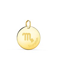 Pendentif Médaille Or 18 Carats 750 Jaune - Zodiaque Scorpion - Chaine et Gravure Offertes