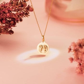 Pendentif Médaille Or 18 Carats 750 Jaune - Zodiaque Bélier - Chaine et Gravure Offertes