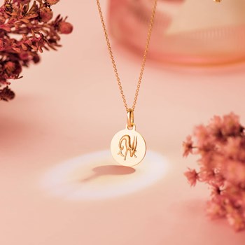 Pendentif Médaille Or 18 Carats 750 Jaune - Zodiaque Capricorne - Chaine et Gravure Offertes