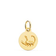 Pendentif Médaille Or 18 Carats 750 Jaune - Zodiaque Scorpion - Chaine et Gravure Offertes