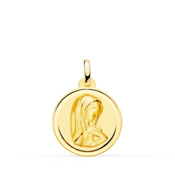 Médaille Or 18 Carats 750 Jaune Vierge Marie Jeune 18mm - Chaîne et Gravure Offerte