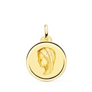 Médaille Or 18 Carats 750 Jaune Vierge Marie Jeune 2cm - Chaîne et Gravure Offerte