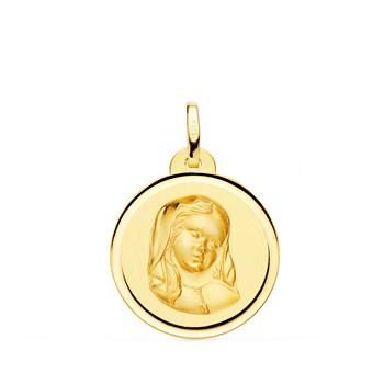 Médaille Or 18 Carats 750 Jaune Vierge Marie Jeune 2cm - Chaîne et Gravure Offerte