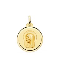 Médaille Or 18 Carats 750 Jaune Vierge Marie Jeune 2cm - Chaîne et Gravure Offerte
