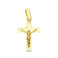 Pendentif - Médaille Christ sur la Croix Or 18 Carats 750 Jaune - Chaine Offerte