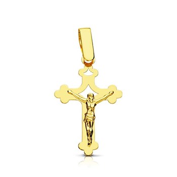 Pendentif - Médaille Christ sur la Croix Or 18 Carats 750 Jaune - Chaine Offerte