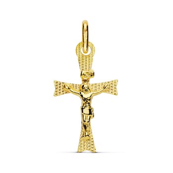 Pendentif - Médaille Christ sur la Croix Or 18 Carats 750 Jaune - Chaine Offerte