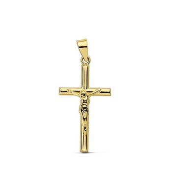Pendentif - Médaille Christ sur la Croix Or 18 Carats 750 Jaune - Chaine Offerte