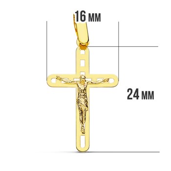 Pendentif - Médaille Christ sur la Croix Or 18 Carats 750 Jaune - Chaine Offerte