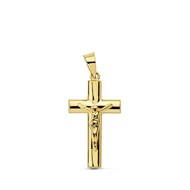 Pendentif - Médaille Christ sur la Croix Or 18 Carats 750 Jaune - Chaine Offerte