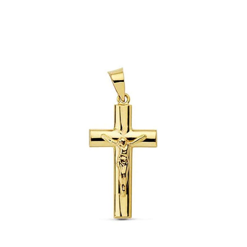 Pendentif - Médaille Christ sur la Croix Or 18 Carats 750 Jaune - Chaine Offerte