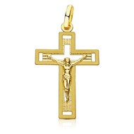 Pendentif - Médaille Christ sur la Croix Or 18 Carats 750 Jaune - Chaines Offertes