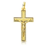 Pendentif - Médaille Christ sur la Croix Or 18 Carats 750 Jaune - Chaines Offertes