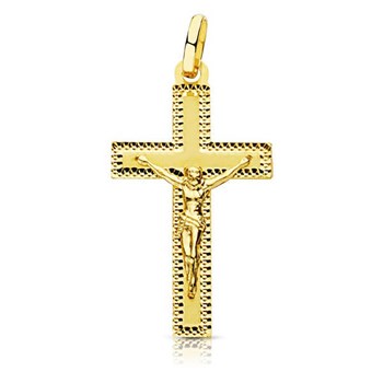 Pendentif - Médaille Christ sur la Croix Or 18 Carats 750 Jaune - Chaines Offertes
