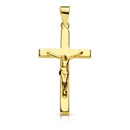 Pendentif - Médaille Christ sur la Croix Or 18 Carats 750 Jaune - Chaines Offertes