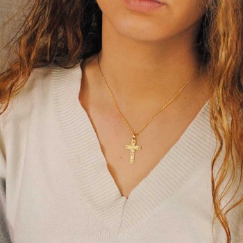 Pendentif - Médaille Christ sur la Croix Or 18 Carats 750 Jaune - Chaines Offertes