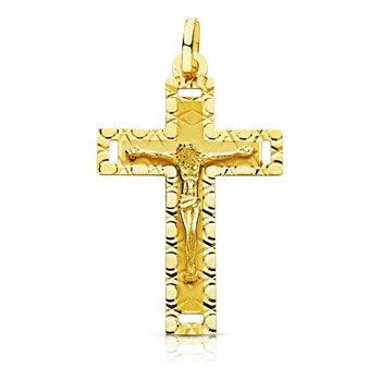 Pendentif - Médaille Christ sur la Croix Or 18 Carats 750 Jaune - Chaines Offertes