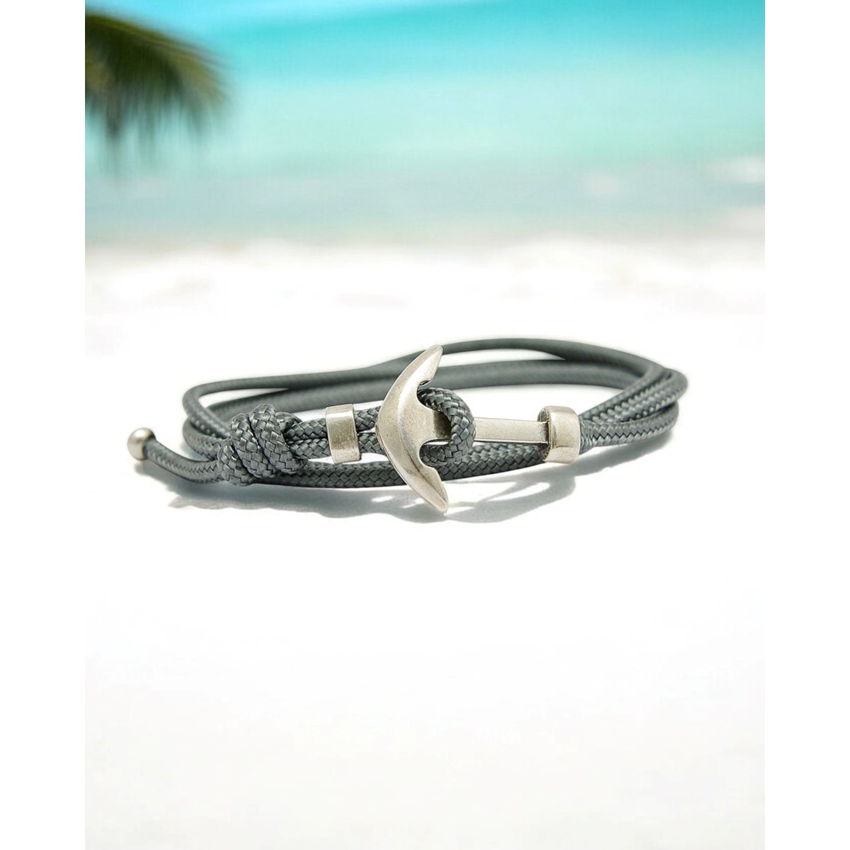 Bracelet ancre gris homme fait main - vue 2