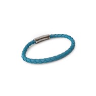 Bracelet cuir tressé homme turquoise Scott fait main