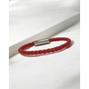 Bracelet cuir tressé homme rouge Scott fait main - vue V3