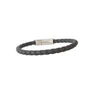 Bracelet cuir tressé homme gris Scott fait main