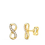 Boucles d'Oreilles Or 18 Carats 750 Jaune - Motif Infini / Infinity