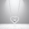 Collier coeur serti d'oxydes de zirconium et coeur pendant Argent 925 Rhodié - vue V4
