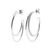 Boucles d'oreilles Créole oxyde de zirconium 2 rangs Argent 925 Rhodié - vue V1