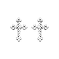 Boucles d'oreilles croix trèfle Argent 925 Rhodié