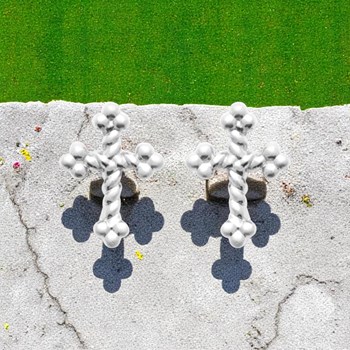 Boucles d'oreilles croix trèfle Argent 925 Rhodié