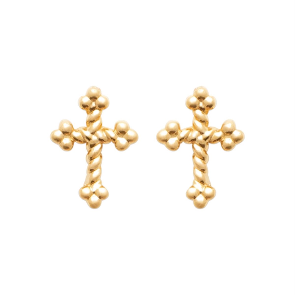 Boucles d'oreilles croix trèfle Plaqué OR 750 3 microns