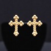 Boucles d'oreilles croix trèfle Plaqué OR 750 3 microns - vue V4