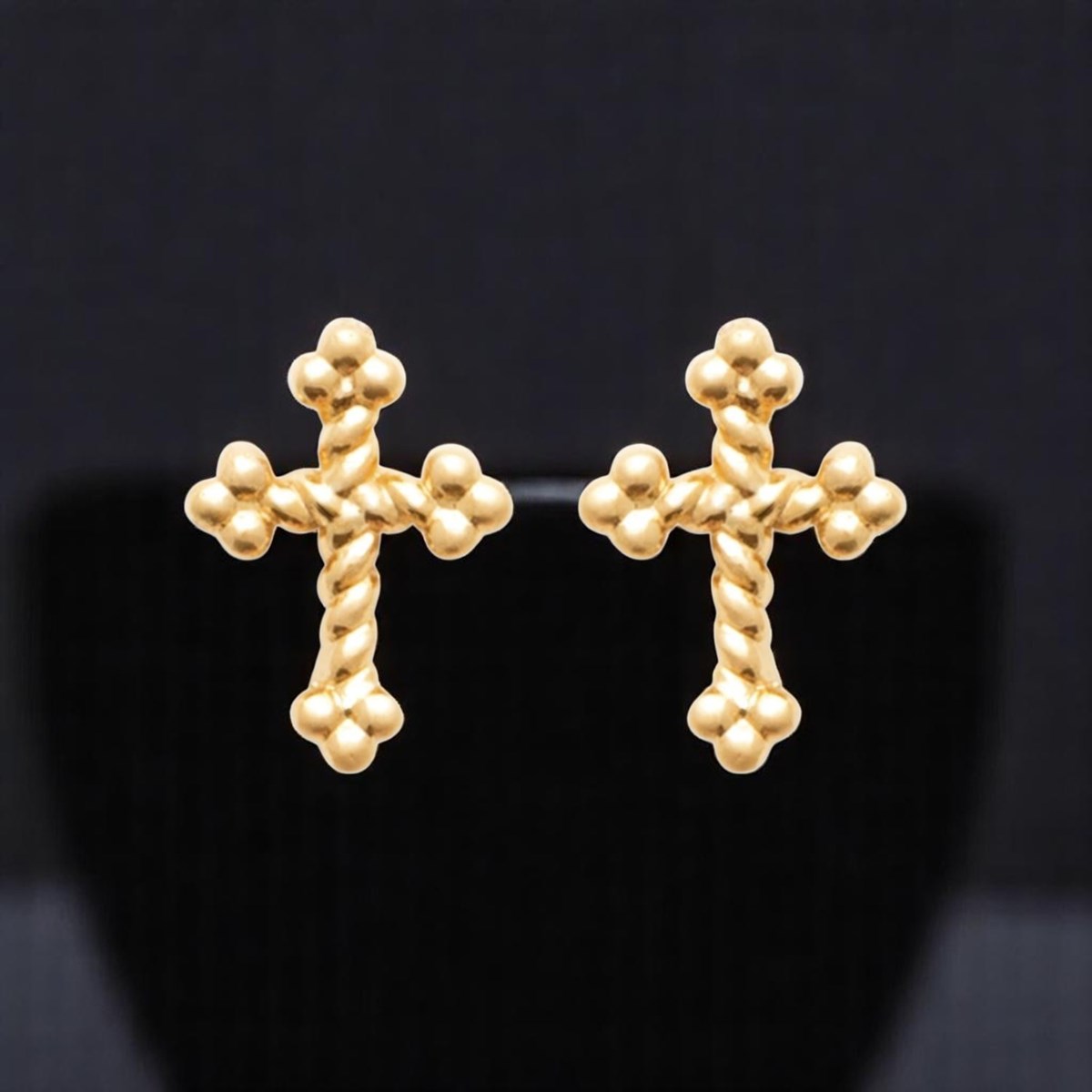 Boucles d'oreilles croix trèfle Plaqué OR 750 3 microns - vue 4