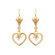 Boucles d'oreilles coeur 3 branches d'oxydes de zirconium dormeuses Plaqué OR 750 3 microns