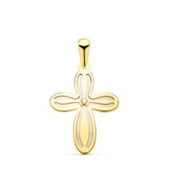 Pendentif - Médaille Croix Or 18 Carats 750 Jaune et Nacre - Chaine Offerte