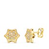 Boucles d'Oreilles Or 18 Carats 750 Jaune et Zirconiums - Motif Etoile - vue V1