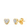 Boucles d'Oreilles Or 18 Carats 750 Jaune et Zirconiums - Motif Coeur - vue V1