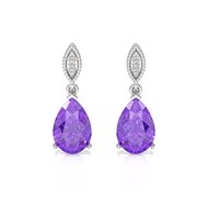 Boucles d'Oreilles Sophia Argent 925, Améthyste et Diamants | ADEN Bijou Haute Joaillerie