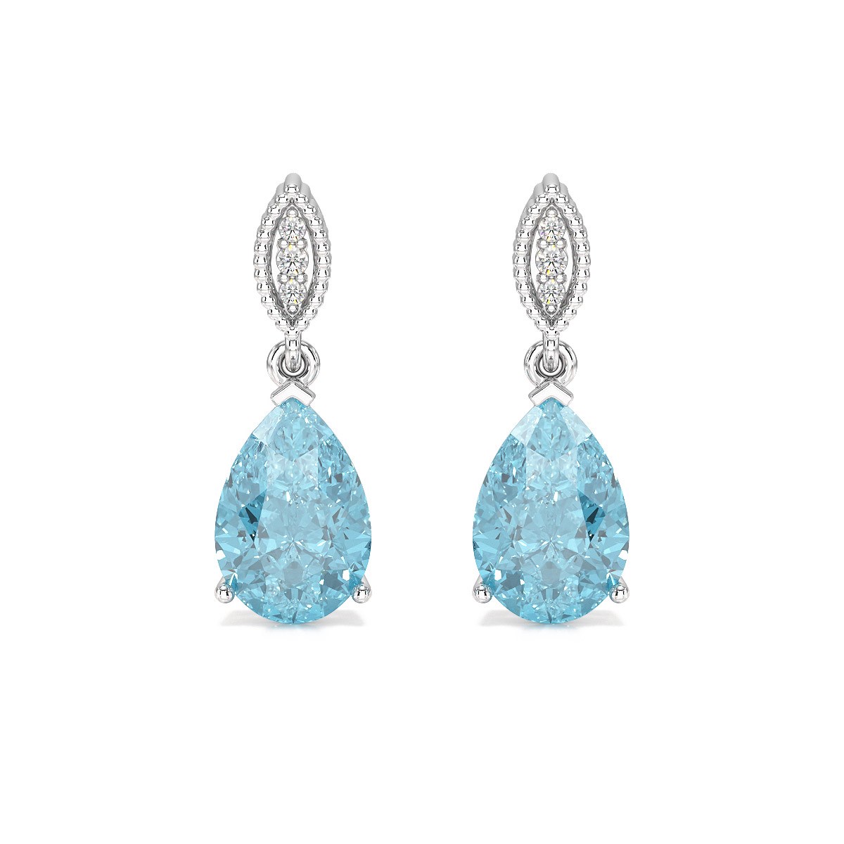 Boucles d'Oreilles Sophia Argent 925, Topaze Blue Sky et Diamants | ADEN Bijou Haute Joaillerie