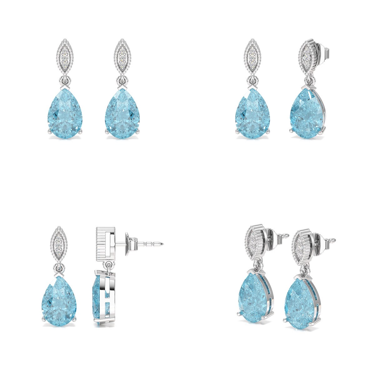 Boucles d'Oreilles Sophia Argent 925, Topaze Blue Sky et Diamants | ADEN Bijou Haute Joaillerie - vue 3