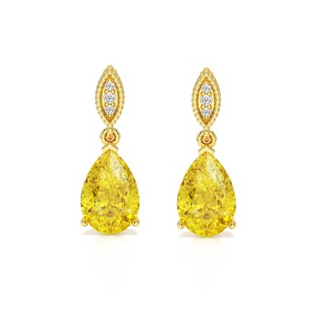 Boucles d'Oreilles Sophia Or 9 Carats et Citrine | Bijoux de Luxe ADEN avec Diamants