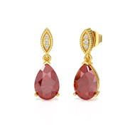 Boucles d'Oreilles Sophia Or 9 Carats et Grenat | Bijoux de Luxe ADEN avec Diamants